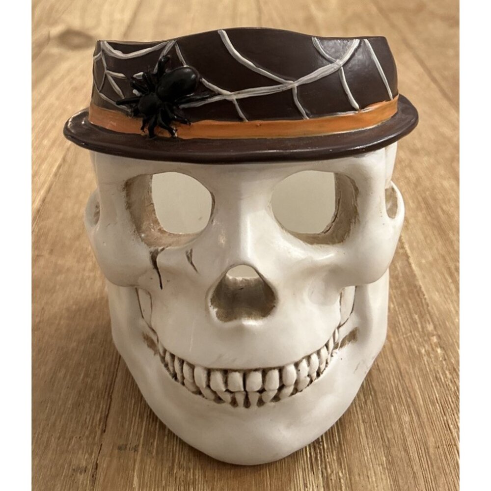 Yankee Candle Skull and Spider Spooky Party Halloween Large Jar Candle Holder